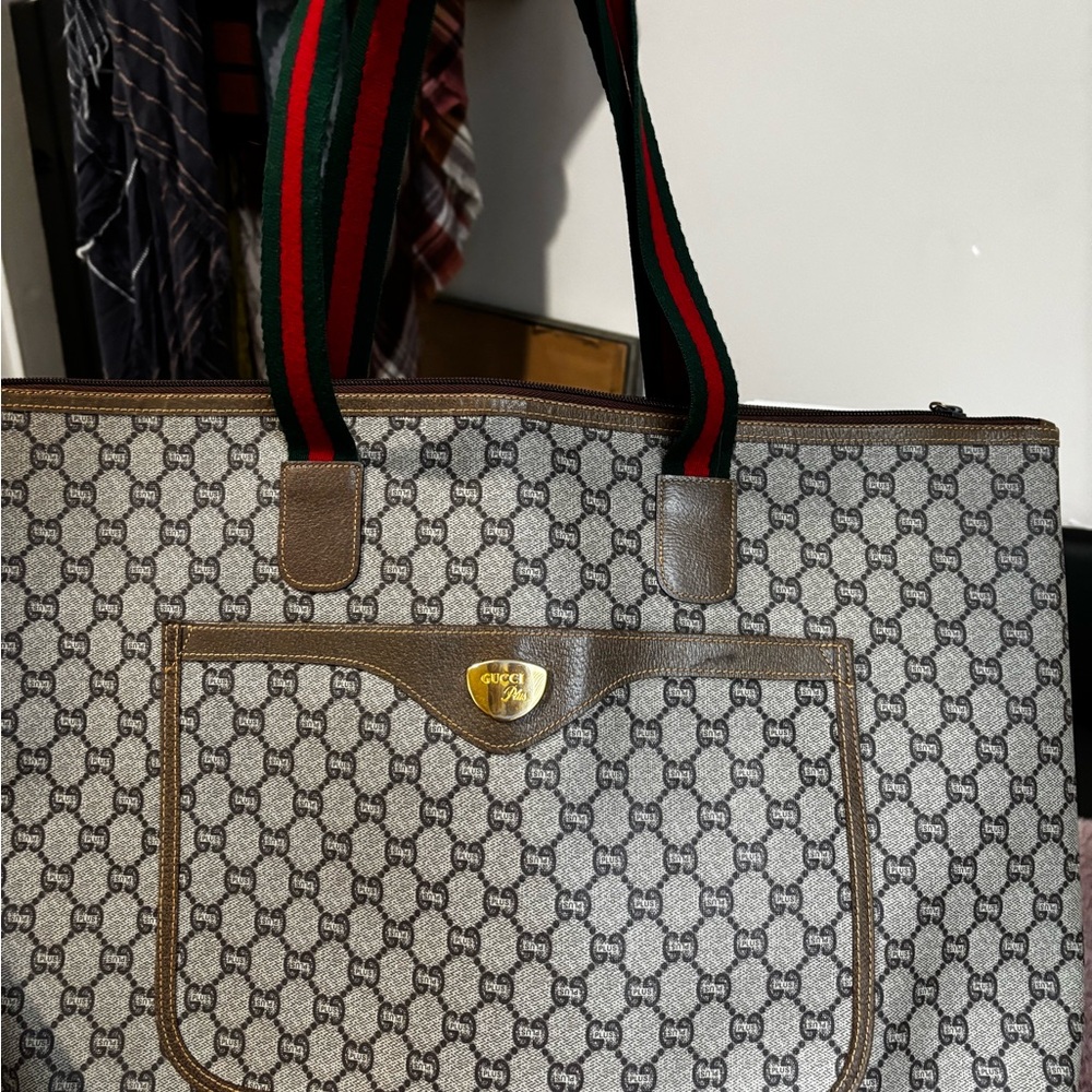 Gucci Beige and Brown Tote with Signature Pattern